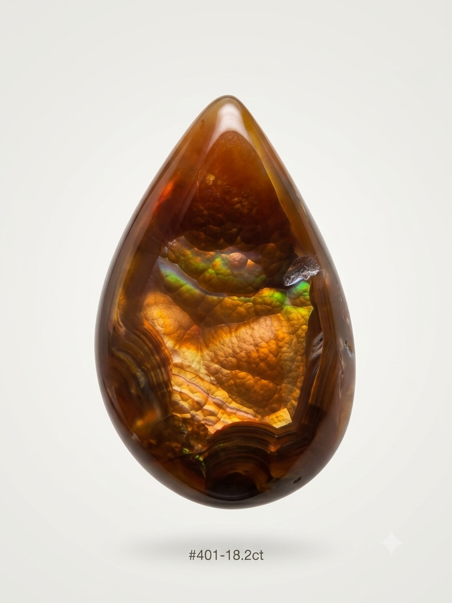 18.2ct Tear drop Fire Agate Cabochon