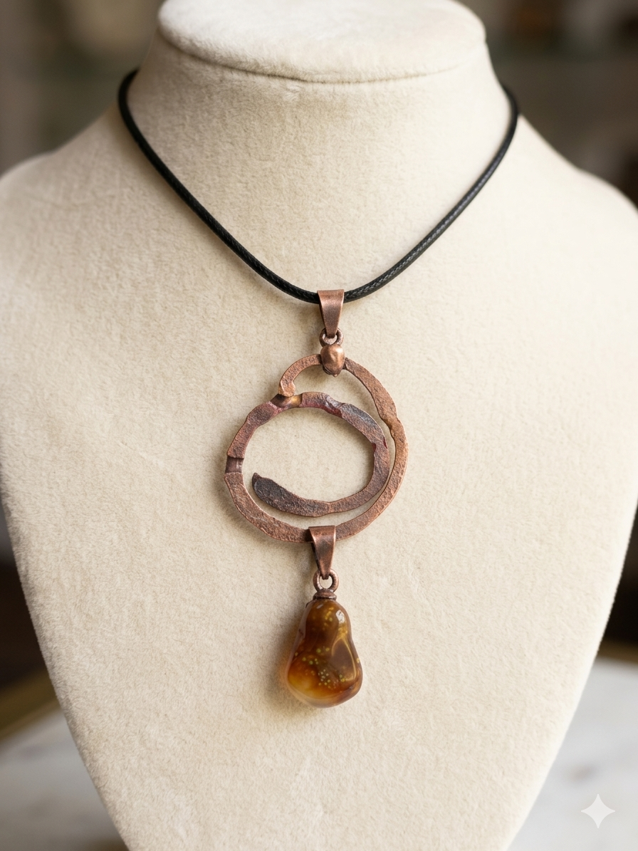 Fire agate dangle necklace