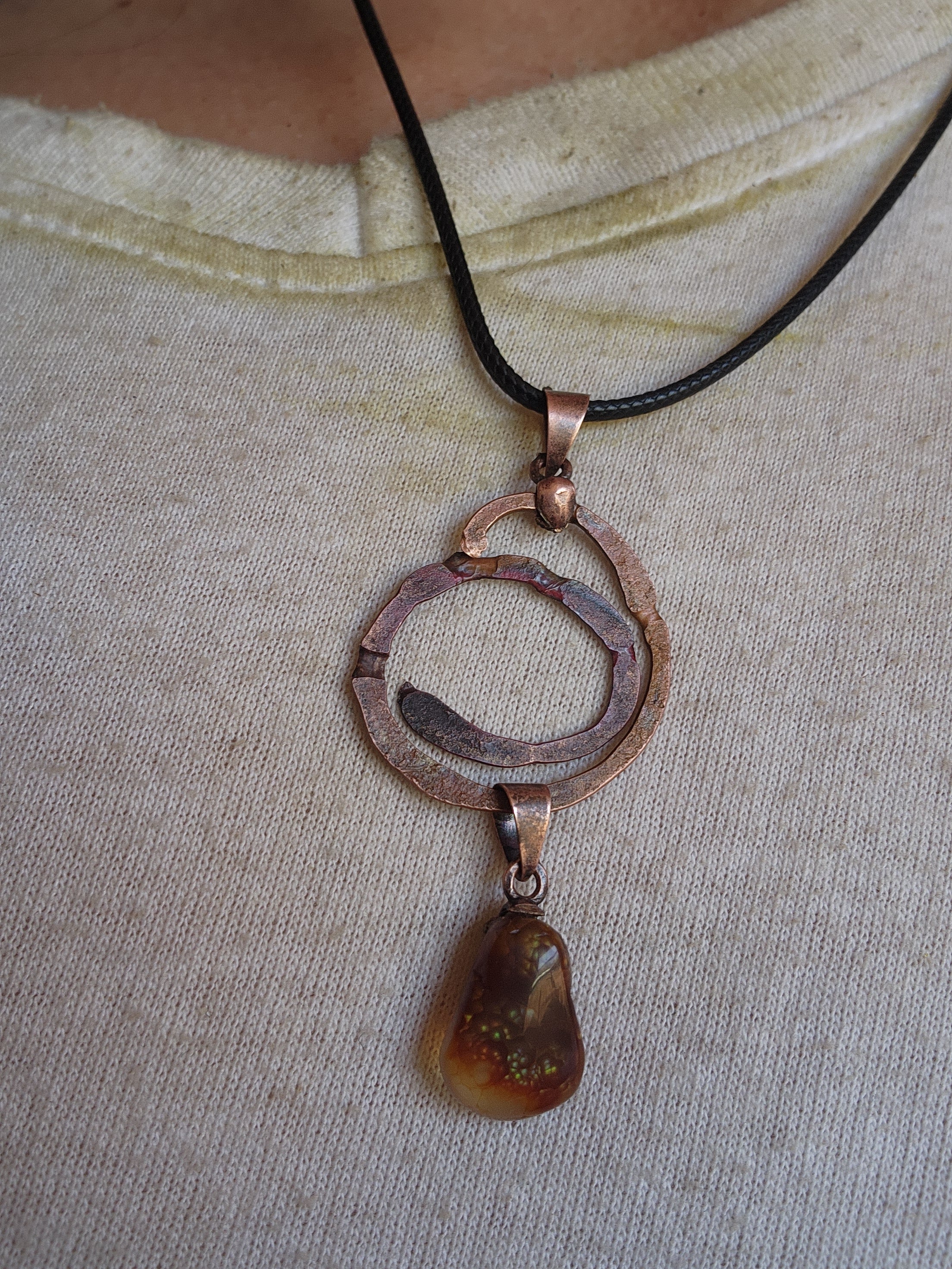 Fire agate dangle necklace